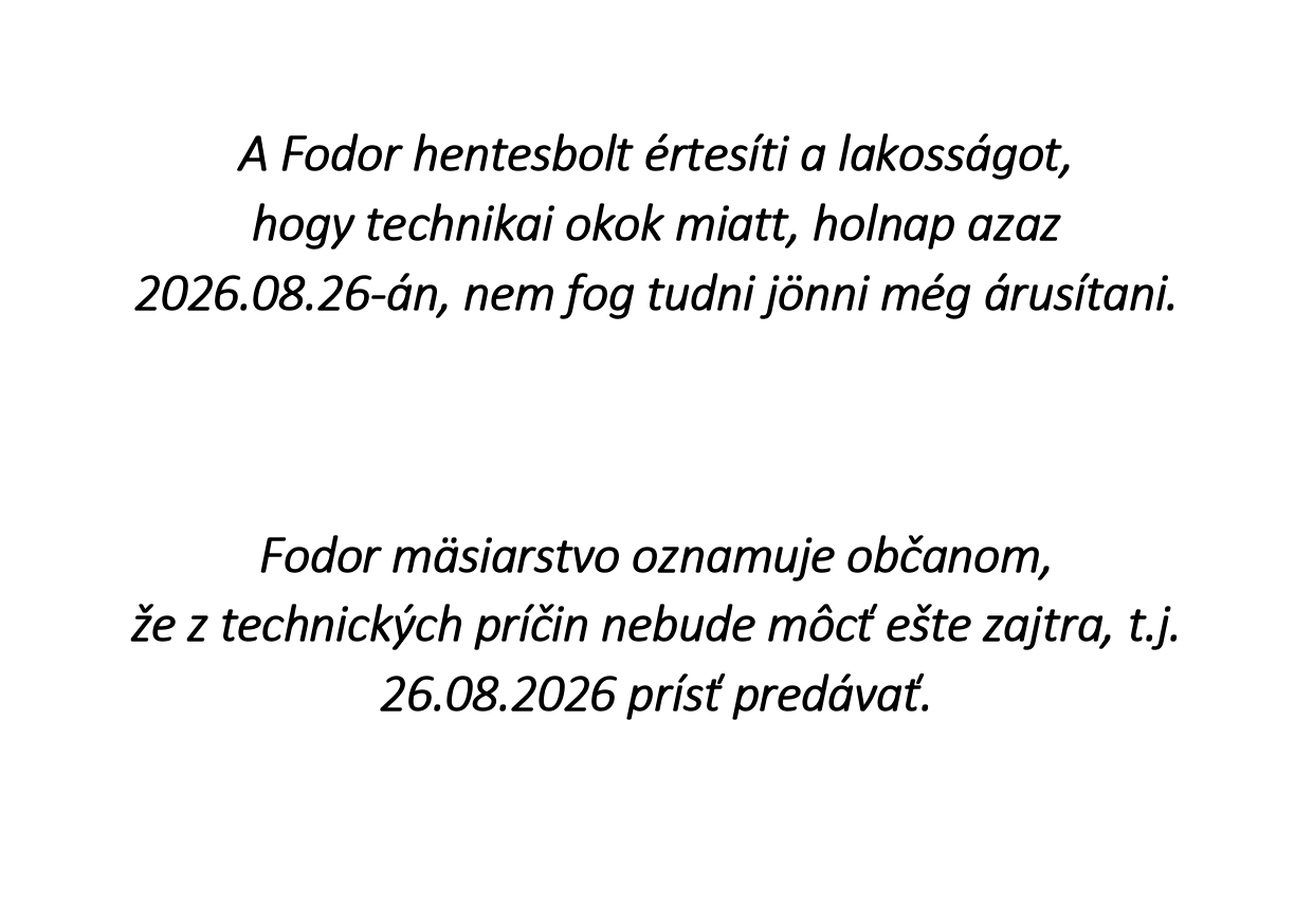 Fodor mäsiarstvo / Hentesbolt Fodor